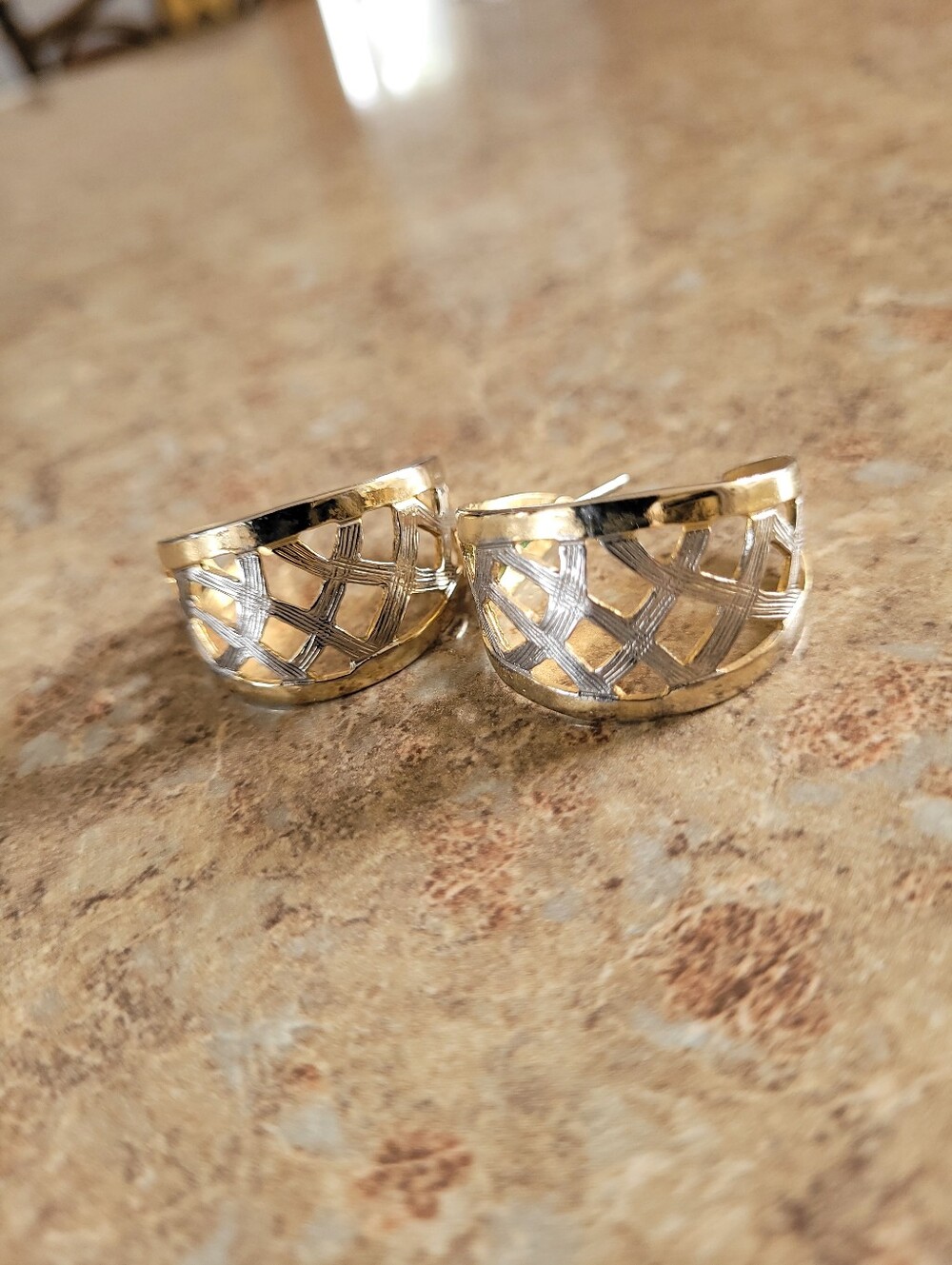 Premier Designs Gold/Silver-Tone Woven Lattice Hoop Earrings